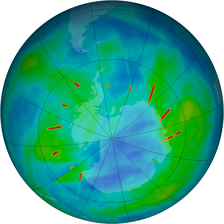 Antarctic ozone map for 07 April 2010